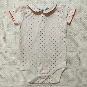 Baby Boden White Red Polka Dot Peter Pan Collar Short Sleeve Bodysuit 12 18m